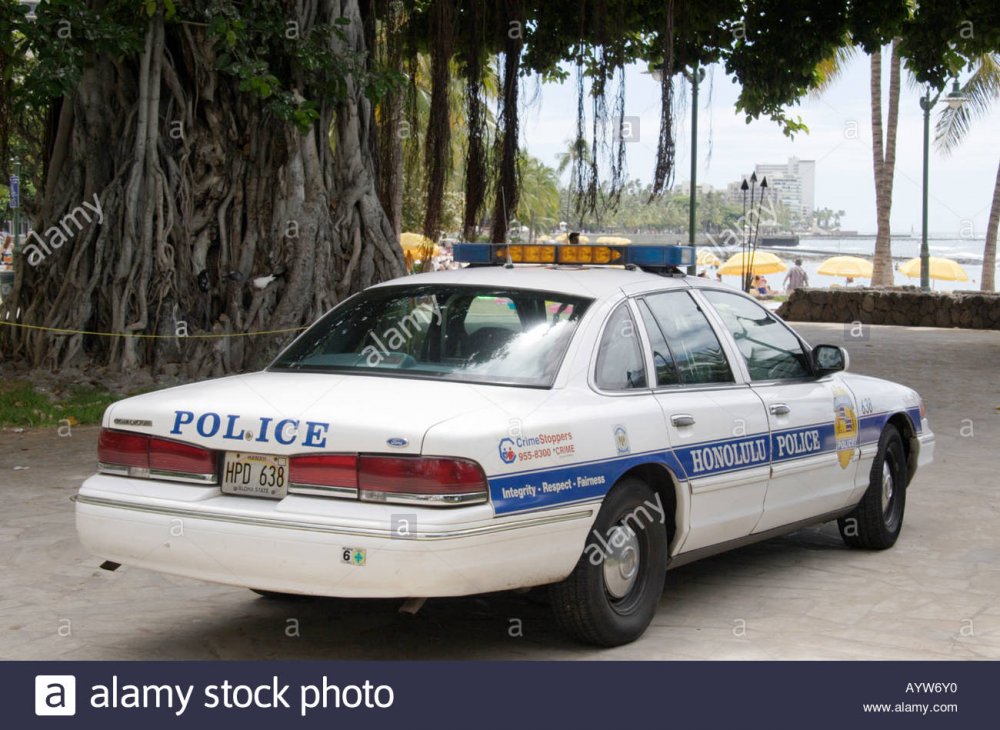 honolulu-police-car-at-waikiki-beach-AYW6Y0.jpg