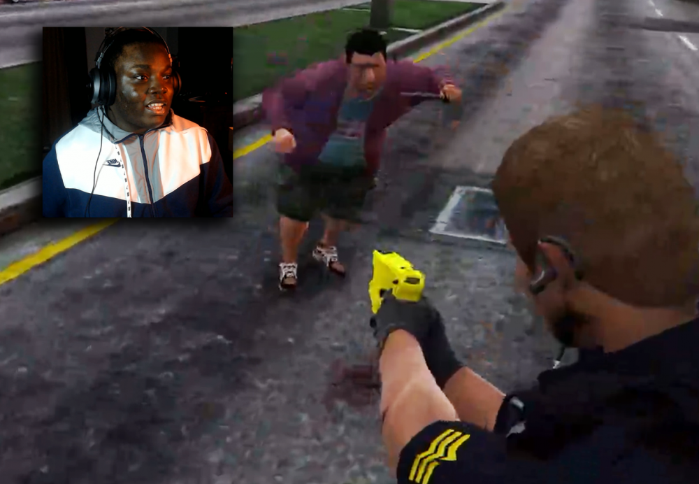 lujerex tasing a suspect running to him with a knife!