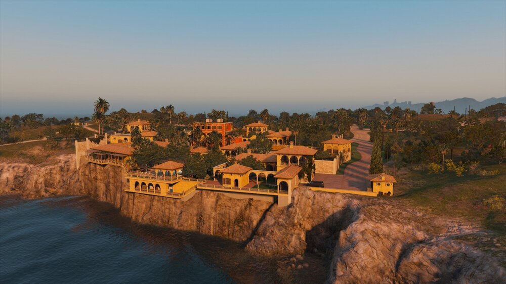 Could contain: outdoor, sky, landscape, tree, lake, house, water, sunset, travel, nature, mountain