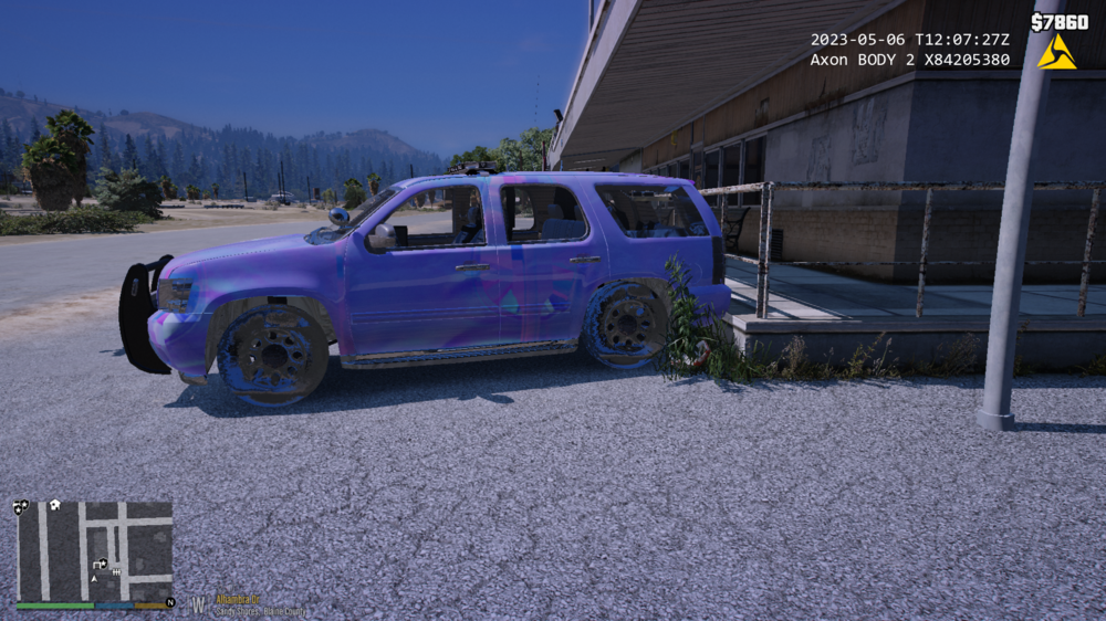 Could contain: vehicle, land vehicle, wheel, tire, outdoor, purple, transport, ground, blue, parked, car