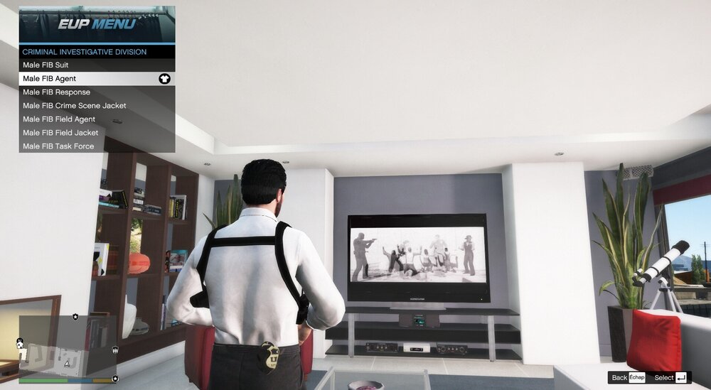 Could contain: wall, indoor, text, clothing, person, furniture, television set, television, standing