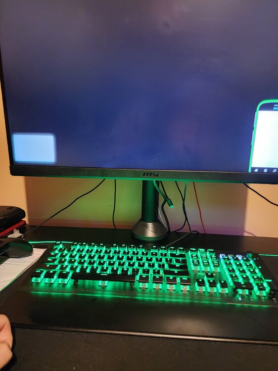 Could contain: electronics, text, indoor, electronic device, monitor, input device, computer, computer monitor, computer hardware, output device, display device, computer keyboard, peripheral, personal computer, office equipment, personal computer hardware, flat panel display, computer component, space bar, led-backlit lcd display, multimedia, desktop computer, gadget, computer terminal, wall, desk, keyboard, desktop