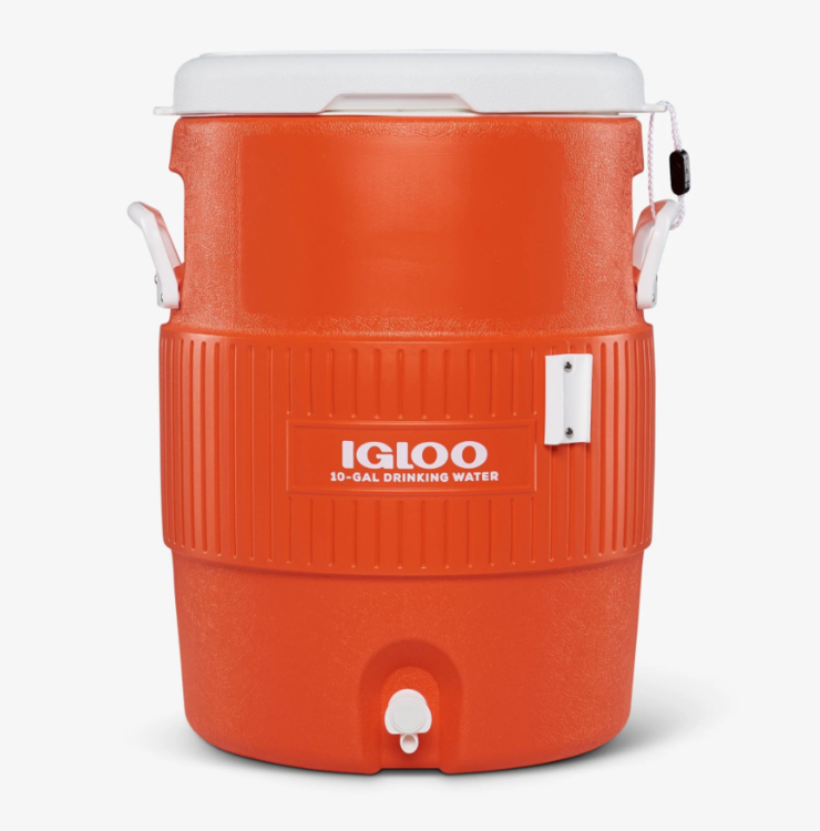 Could contain: waste container, red