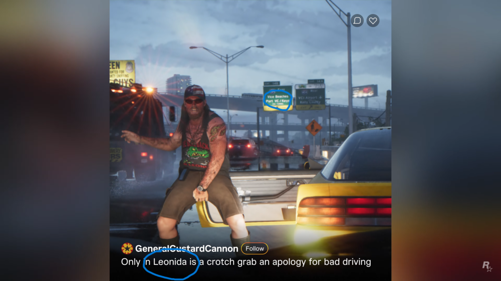 Could contain: text, sky, outdoor, land vehicle, car, vehicle, clothing, screenshot, cloud, person, billboard, street