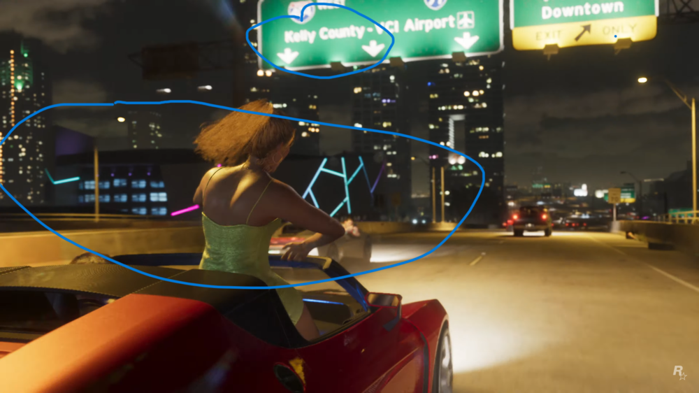 Could contain: outdoor, car, hula hoop, screenshot, person, street, woman