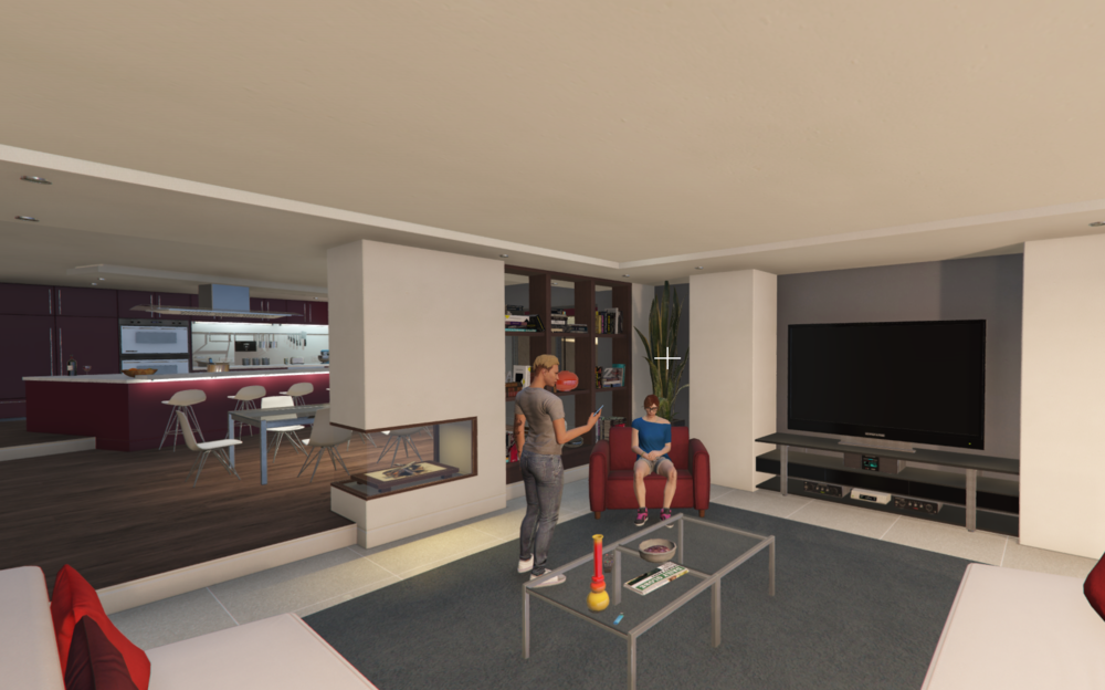 Could contain: indoor, wall, furniture, interior design, ceiling, couch, table, floor, flooring, television, sofa bed, studio couch, room, living room