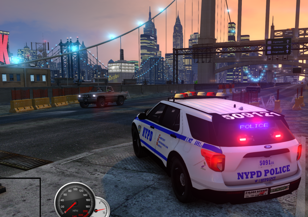 Could contain: vehicle, land vehicle, text, wheel, sky, tire, outdoor, transport, car, ground, city, light, street, police