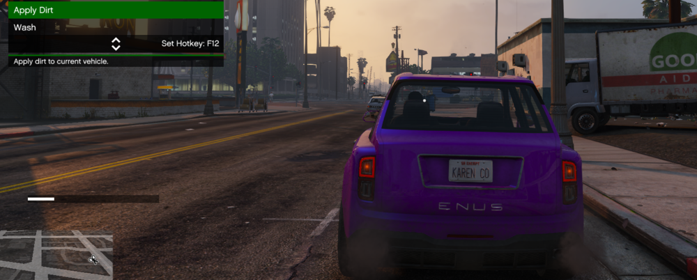 Could contain: vehicle, land vehicle, text, wheel, outdoor, tire, road, sky, purple, car, building, vehicle registration plate, street, ground