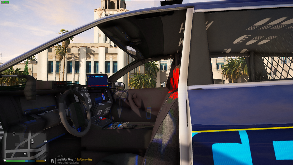 Could contain: outdoor, sky, land vehicle, building, transport, bus, mode of transport, blue, van, vehicle, parked