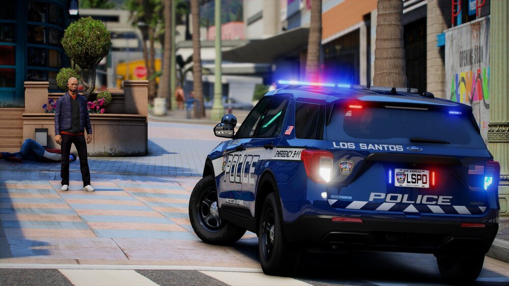 Could contain: text, vehicle, land vehicle, wheel, outdoor, transport, building, tire, vehicle registration plate, police car, law enforcement, road, street, automotive exterior, car, ford, emergency vehicle, auto part, emergency service, sport utility vehicle, full-size car, automotive lighting, police