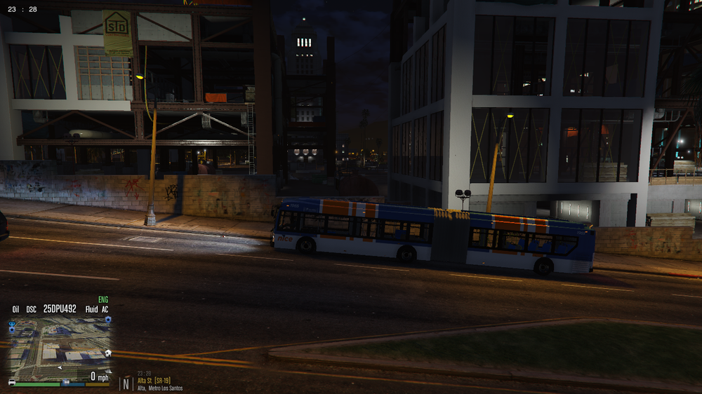 Could contain: bus, building, vehicle, land vehicle, outdoor, screenshot, road, transport, street, night, city