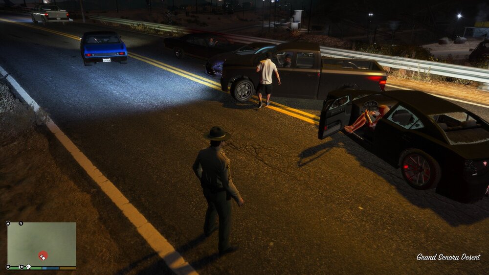 Could contain: vehicle, car, land vehicle, wheel, screenshot, outdoor, road, tire, pc game, ground, night