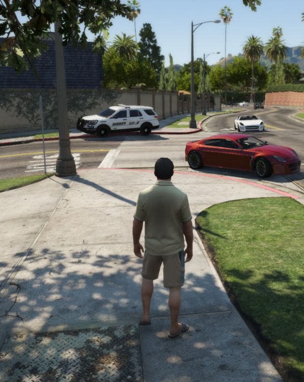 Could contain: outdoor, car, land vehicle, vehicle, ground, tree, person, grass, road, wheel, clothing, man, boy, sky