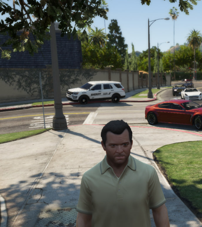 Could contain: outdoor, car, land vehicle, vehicle, wheel, person, tree, clothing, man, sky, tire, road, grass, ground, street