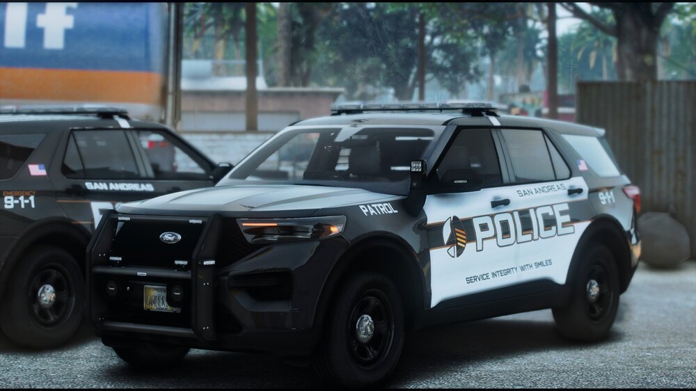 Could contain: vehicle, land vehicle, wheel, tire, text, transport, auto part, bumper, sport utility vehicle, car, law enforcement, outdoor, automotive exterior, automotive tire, police car, fender, parked, police