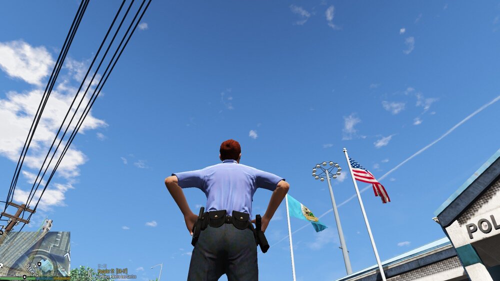 Could contain: sky, outdoor, clothing, cloud, person, man, pole, trousers, flag