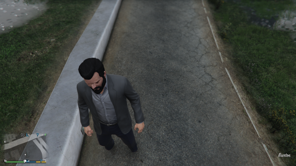 Could contain: clothing, outdoor, person, grass, ground, man, trousers, footwear, road, street