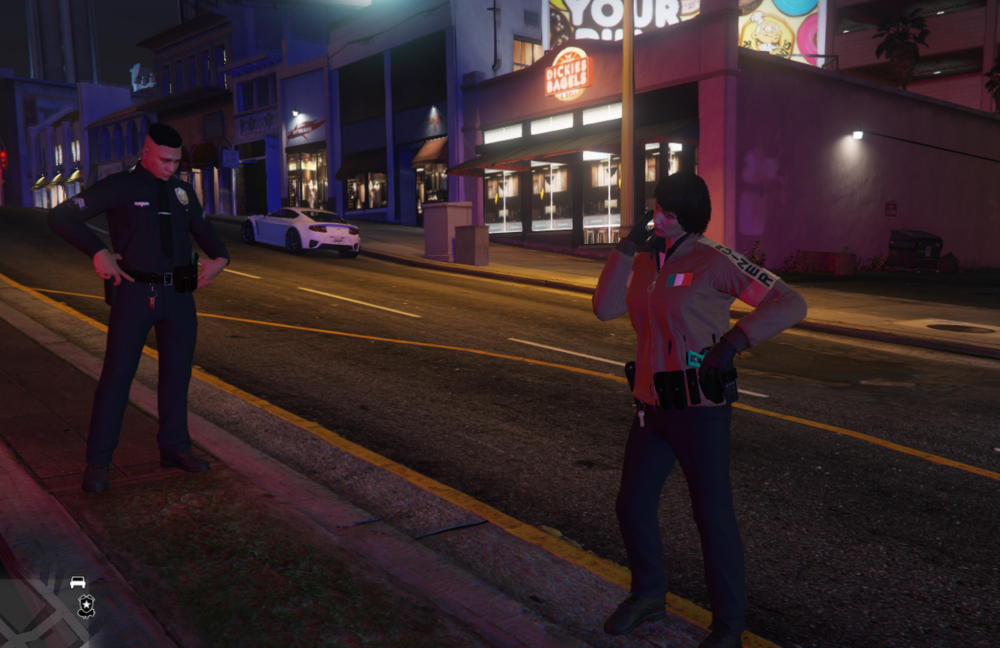 Could contain: clothing, outdoor, road, person, building, street, man, footwear, night, light, standing