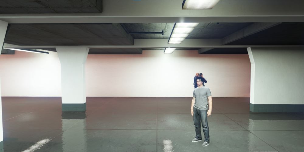 Could contain: clothing, footwear, ceiling, indoor, person, wall, man, flooring, light, floor, standing