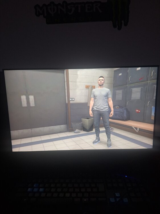 Could contain: clothing, text, computer, display device, man, screenshot, footwear, multimedia, video, monitor, indoor, media, person