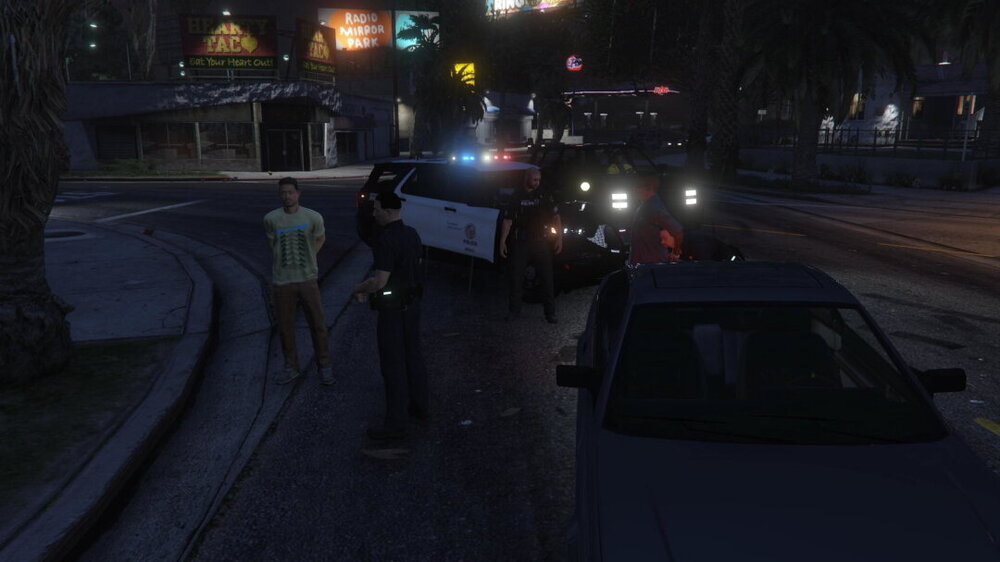 Could contain: land vehicle, outdoor, vehicle, street, car, road, tree, traffic, street light, night, light, way