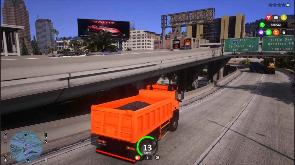 Could contain: outdoor, sky, road, vehicle, land vehicle, wheel, truck, building, street, city