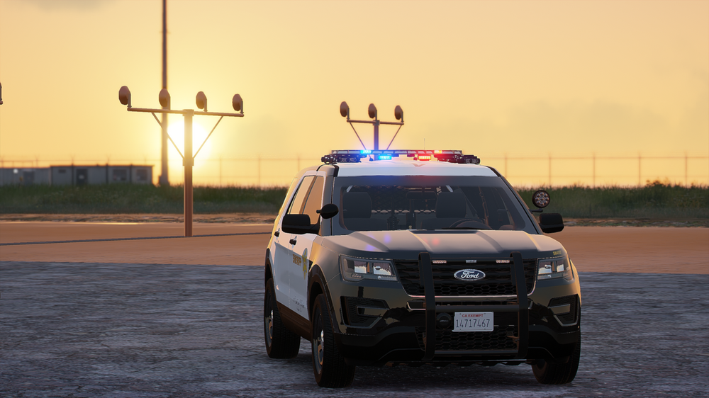 Could contain: vehicle, land vehicle, outdoor, wheel, sky, tire, sport utility vehicle, transport, ford, roof rack, automotive luggage rack, bumper, compact sport utility vehicle, car, sunset, ground, police