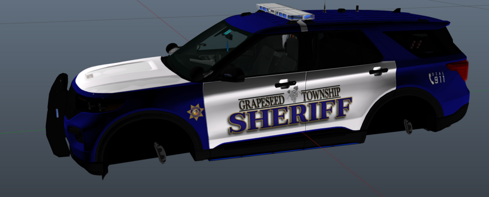 Could contain: vehicle, land vehicle, text, wheel, car, tire, transport, auto part, automotive exterior, bumper, police car, automotive light bulb, sport utility vehicle, roof rack, motor vehicle, outdoor, police, blue