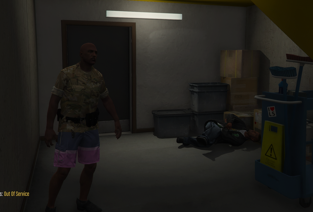 Could contain: clothing, wall, footwear, person, indoor, shorts, man, room, standing, floor