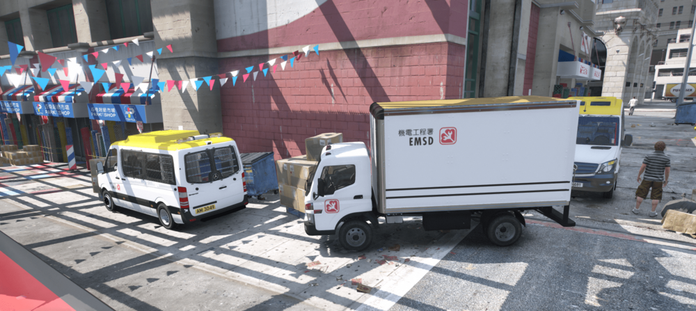 Could contain: vehicle, land vehicle, outdoor, building, wheel, truck, transport, mode of transport, commercial vehicle, road, ground, van, street