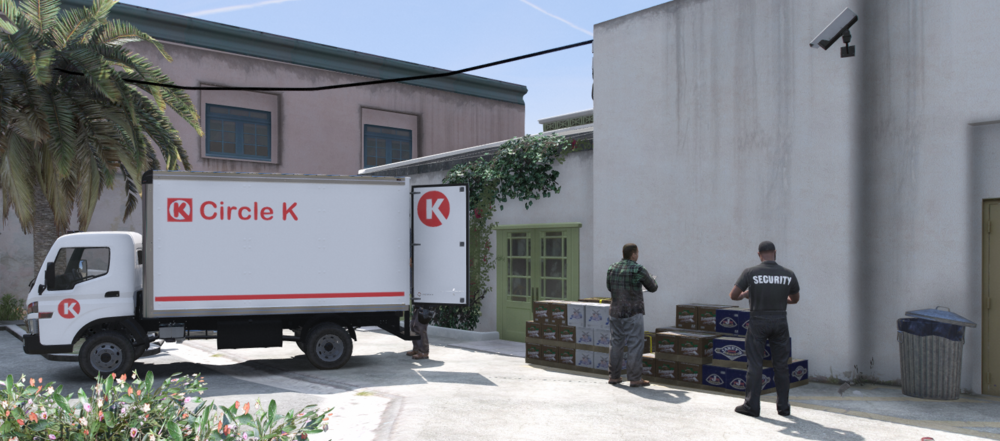 Could contain: outdoor, vehicle, land vehicle, wheel, transport, sky, plant, building, tree, truck, waste container, trailer, road, van, parked, ground