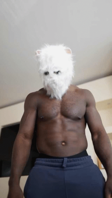 Could contain: person, cat, chest, wall, muscle, indoor, white, wearing