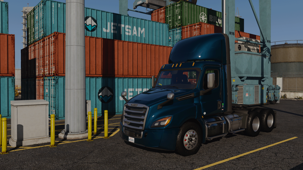 Could contain: vehicle, cargo container, sky, wheel, freight transport, land vehicle, shipping container, cargo, outdoor, road, tire, container, truck