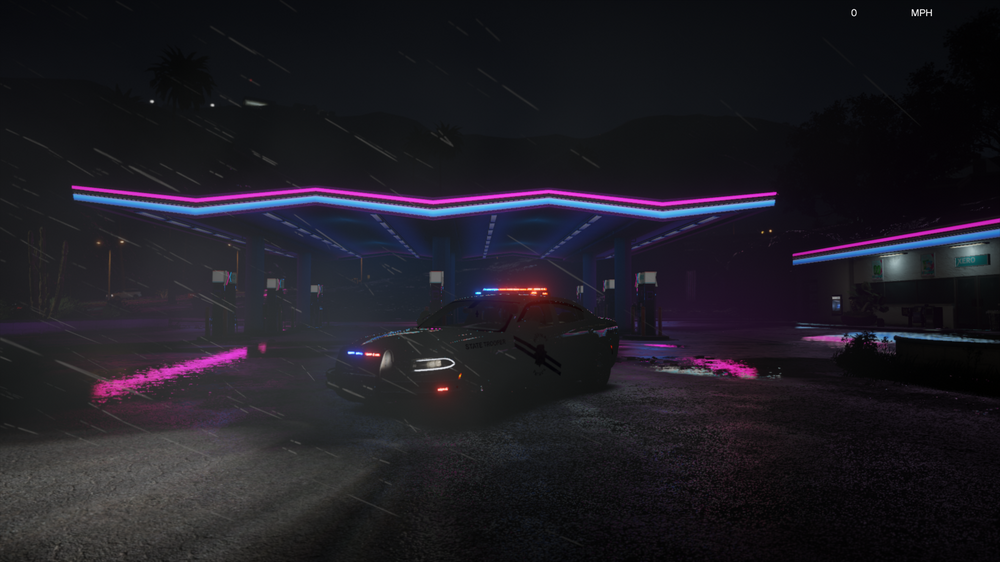 Could contain: night, darkness, sky, outdoor, vehicle, road, light