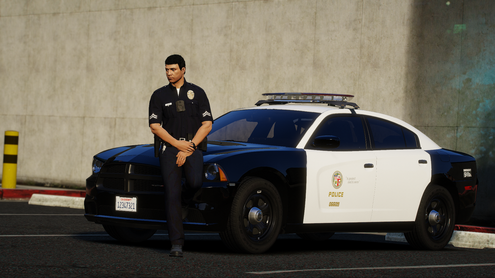 Could contain: vehicle, land vehicle, wheel, man, law enforcement, clothing, tire, person, police car, car, outdoor, officer, police