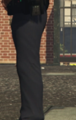 Could contain: person, standing, trousers, clothing, building, outdoor, waist, ground, trouser, black, street