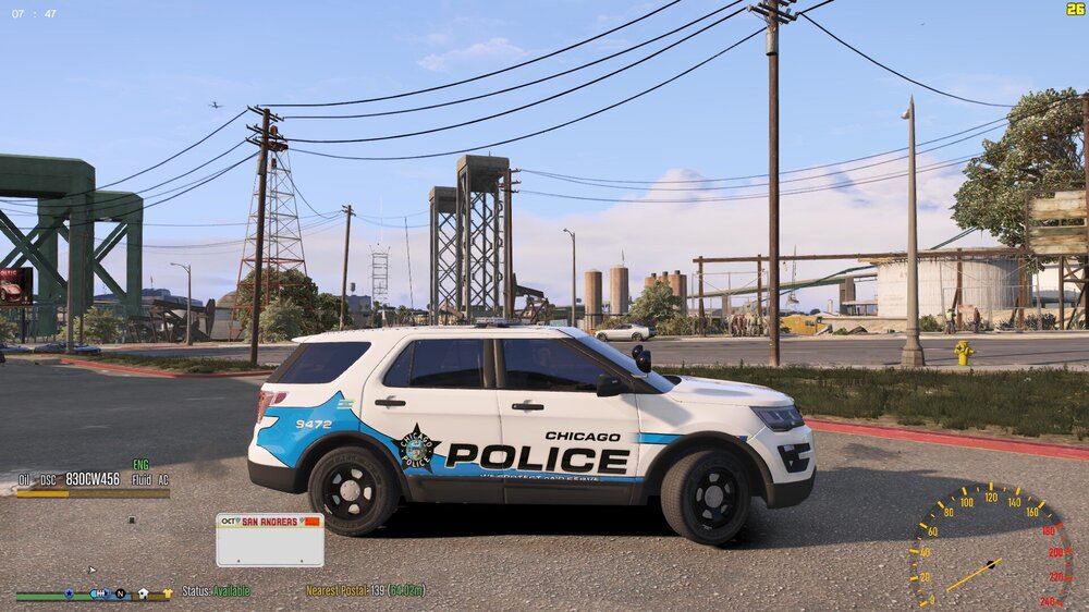 Could contain: vehicle, land vehicle, wheel, sky, transport, outdoor, tire, text, car, road, police car, auto part, police, street