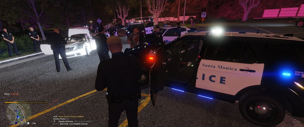 Could contain: vehicle, land vehicle, outdoor, car, wheel, transport, tire, clothing, person, police, people, street, ground, night