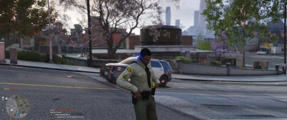 Could contain: outdoor, road, clothing, tree, person, street, sky, sidewalk, city