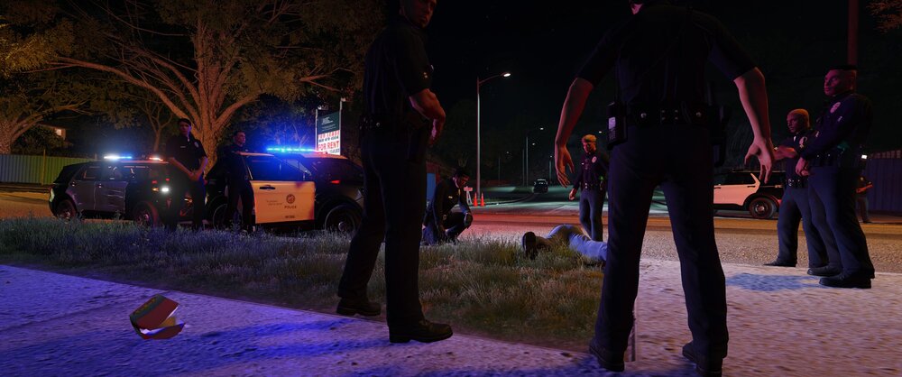 Could contain: outdoor, tree, ground, snow, night, street, person, winter, people, light