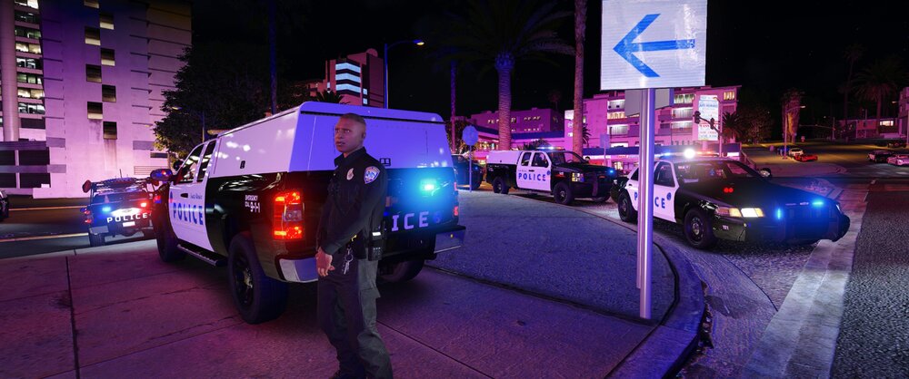 Could contain: vehicle, land vehicle, outdoor, wheel, building, car, transport, road, street, light, emergency service, tire, night, police, city, parked, truck