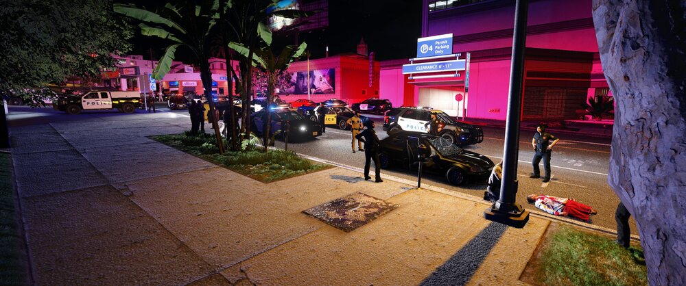 Could contain: outdoor, tree, night, ground, plant, street, city, sidewalk