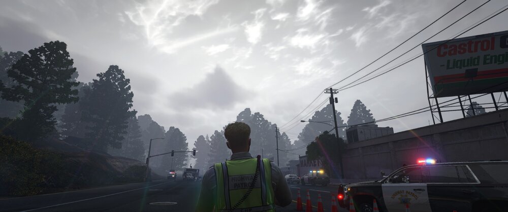 Could contain: cloud, sky, outdoor, tree, fog, street