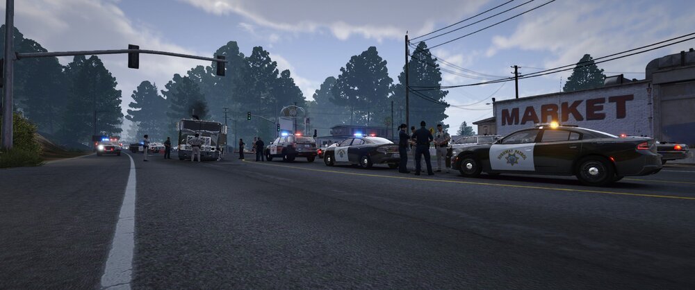 Could contain: outdoor, sky, road, vehicle, land vehicle, wheel, cloud, tree, car, road surface, asphalt, lane, thoroughfare, way, tarmac, traffic, truck, people, street