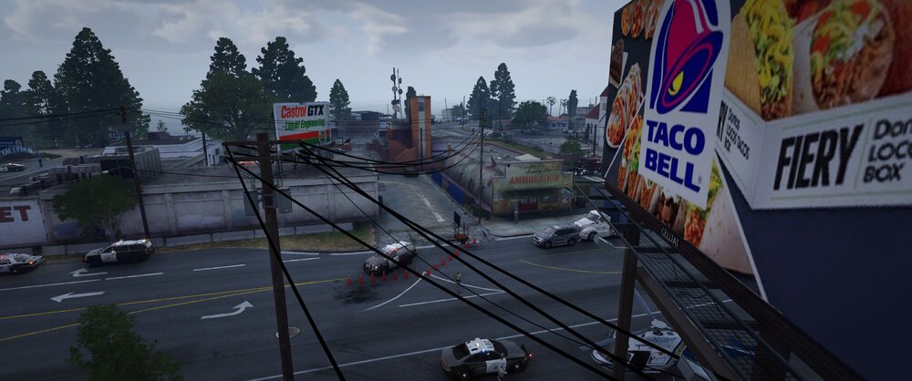 Could contain: outdoor, tree, cloud, sky, billboard, vehicle, car, road, street, text, sign, way, city