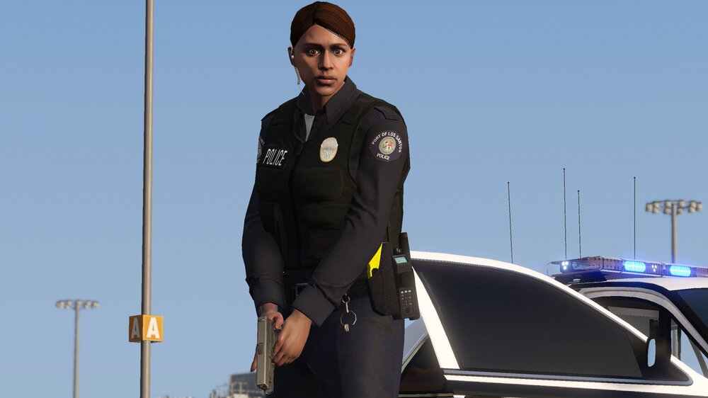 Could contain: sky, person, outdoor, clothing, vehicle, man, car, law enforcement, officer, wet suit, police