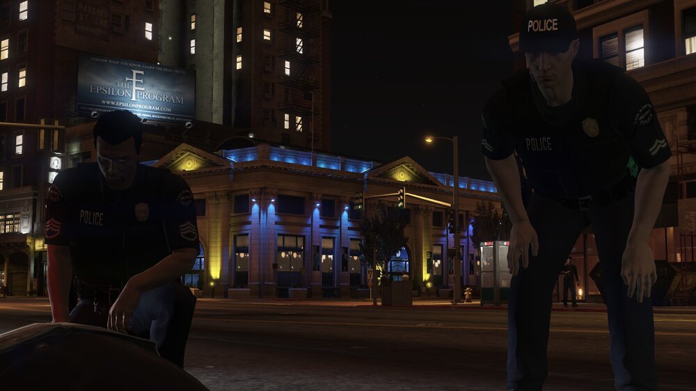 Could contain: clothing, building, man, person, outdoor, footwear, street, night, skyscraper, road, city, people, light