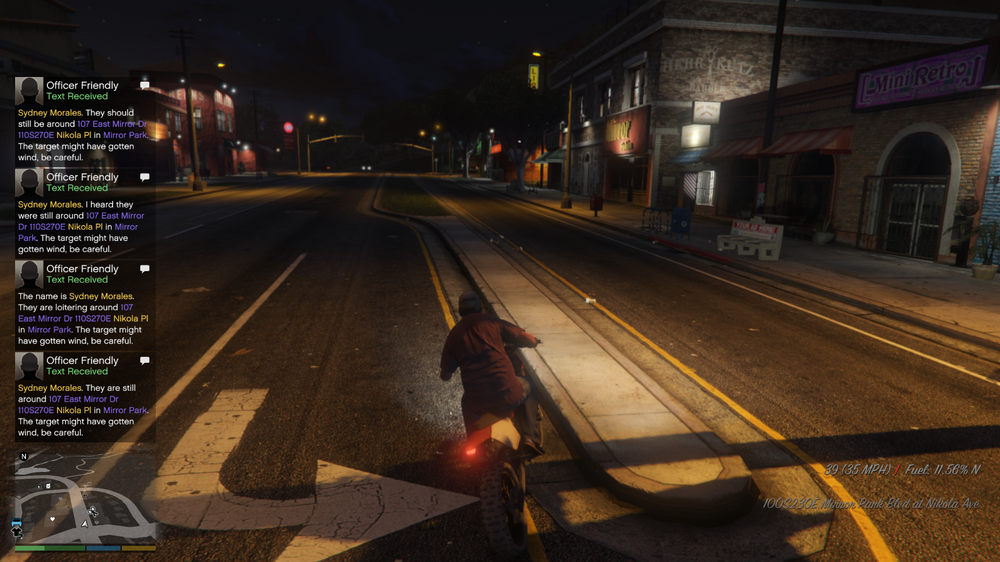 Could contain: outdoor, road, screenshot, street, building, vehicle, land vehicle, way, light, night, city