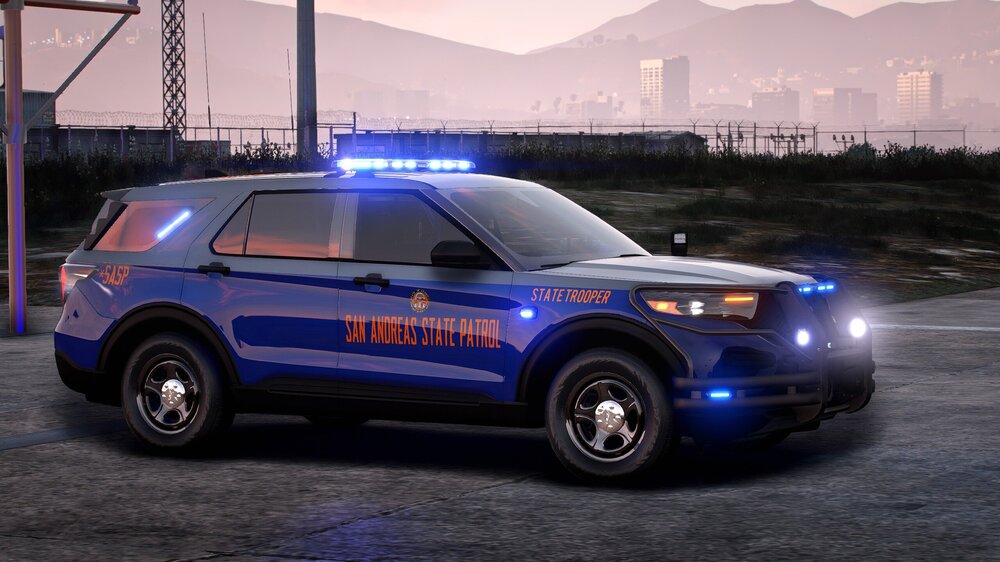 Could contain: vehicle, land vehicle, wheel, tire, outdoor, transport, police car, ford, sport utility vehicle, law enforcement, car, police, text, bumper, auto part, compact sport utility vehicle, emergency service, emergency vehicle, roof rack, ford motor company, automotive light bulb, road, suv