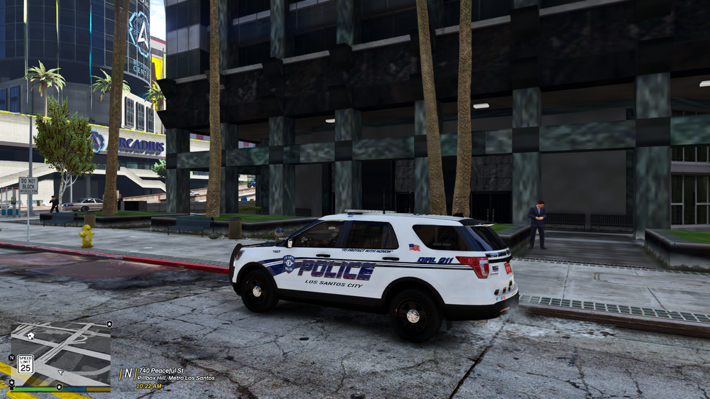 Could contain: vehicle, land vehicle, text, wheel, building, transport, tire, outdoor, car, auto part, ground, police, street, parked